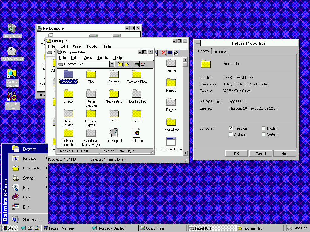 Desktop of Calmira Reborn