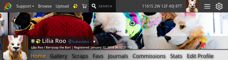 A cropped screenshot of my userpage on Fur Affinity